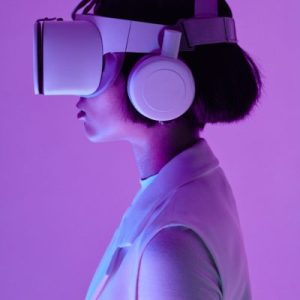Girl with VR and headset